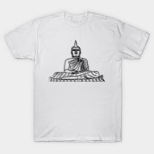 Line Drawing Thailand Buddha Illustration T-Shirt